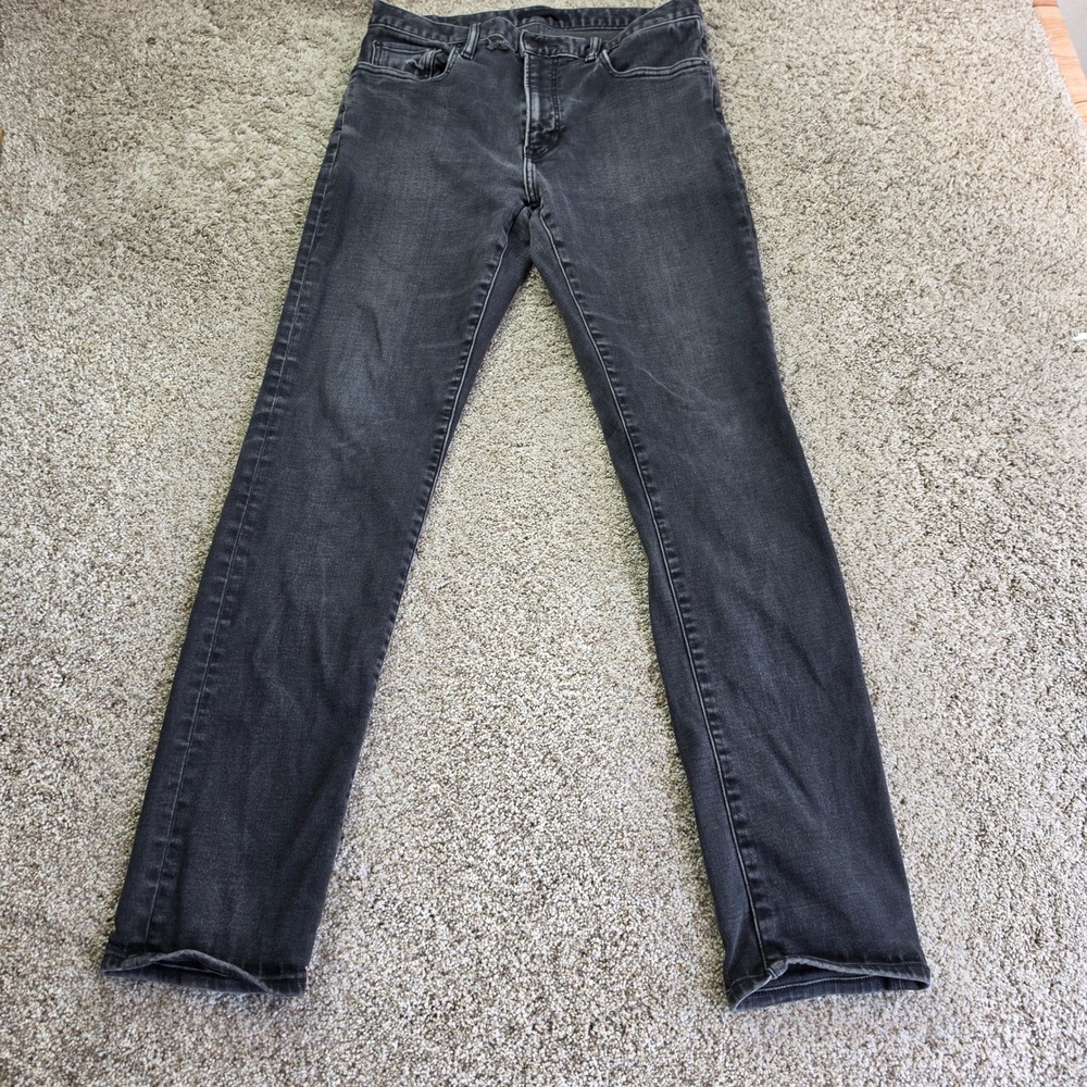 Uniqlo Heattech Slim Tapered Jeans Mens 32x34 Black 321-428903 Thermal Denim